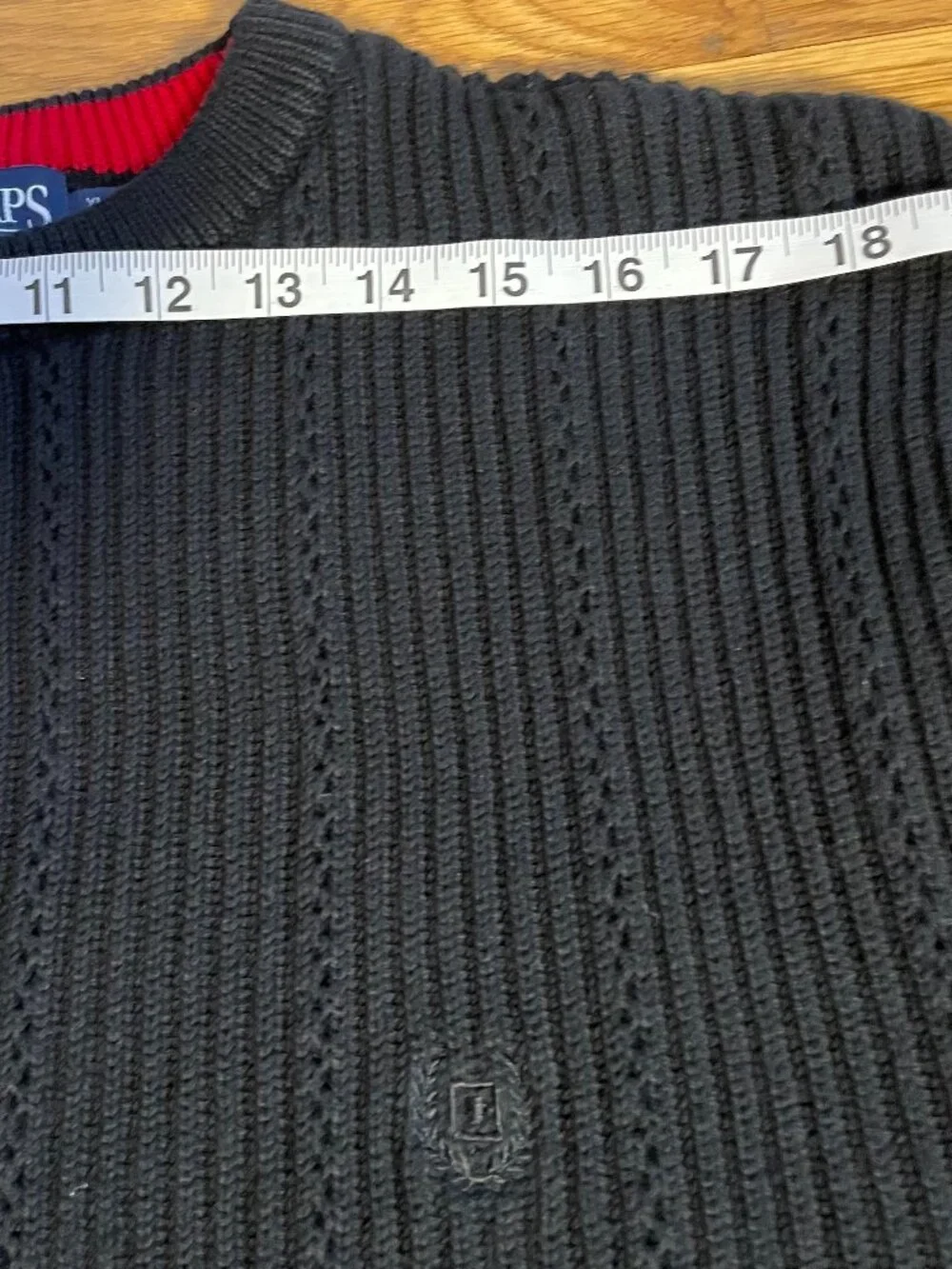 Vintage Chaps Ralph Lauren Cable Cotton Pullover Crewneck Sweater XL Black